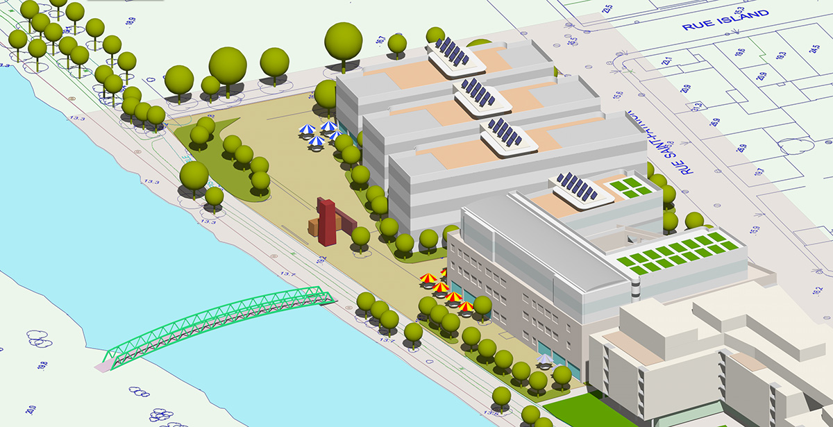 2175 Saint-Patrick  - rev 2015 - espaces publics - nouvelle passerelle  - Pointe Saint-Charles - Montréal Canal de Lachine 